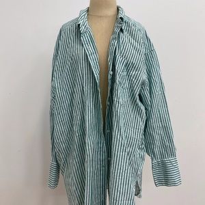 Oversized Linen Striped Shirt
